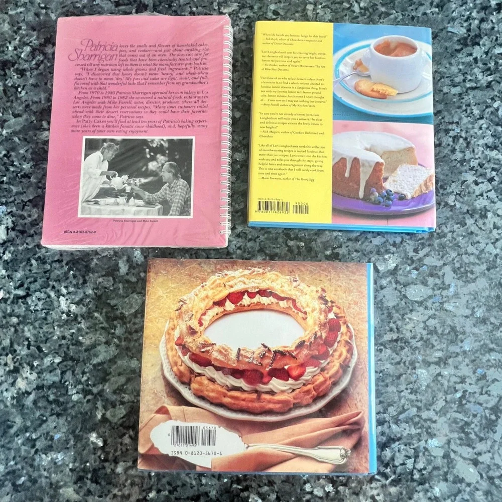 Vintage Dessert Cookbook Lot Joy of Pastry Patty Cakes Luscious Lemon Desserts